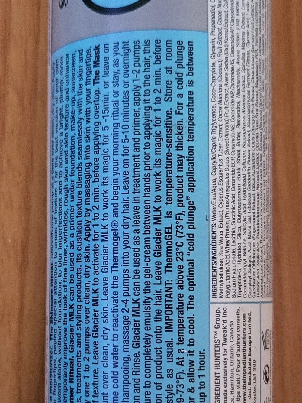 Tweak'd Glacier MLK Cold Plunge ThermoGel-in-Cream Moisturizer Self-Correcting